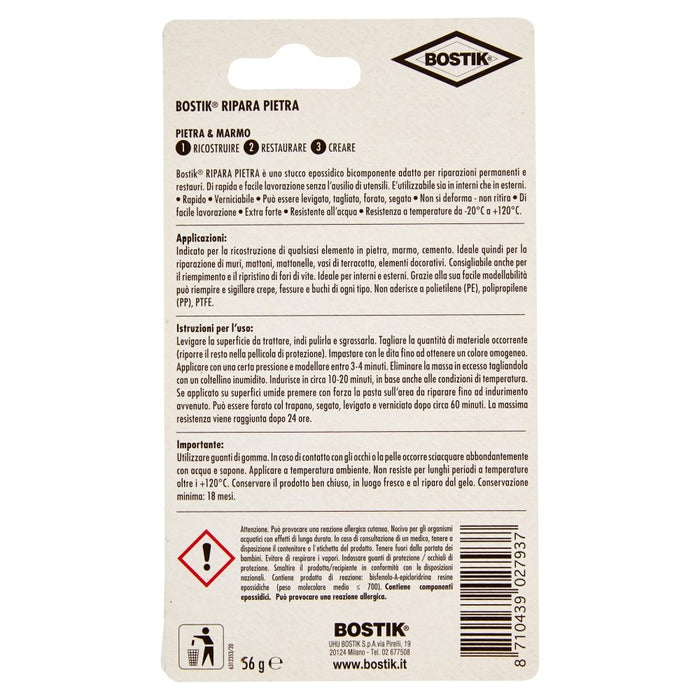 RIPARA PIETRA BLISTER 56 gr., stucco epossidico, BOSTIK