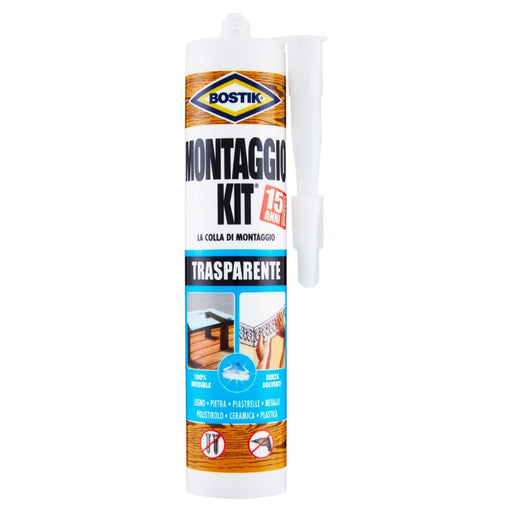 MONTAGGIO KIT TRASPARENTE Cartuccia 310 gr., colla di montaggio. BOSTIK