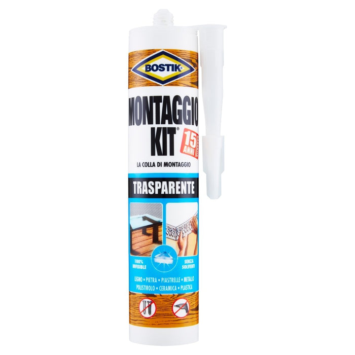 MONTAGGIO KIT TRASPARENTE Cartuccia 310 gr., colla di montaggio. BOSTIK