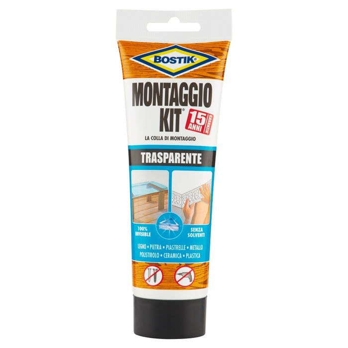MONTAGEKIT TRASPARENTE, Colla di montaggio. Tubo 210gr. BOSTIK