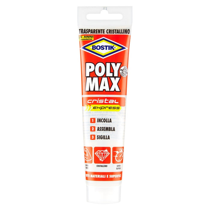 POLYMAX CRISTAL EXPRESS adesivo e sigillante. Trasparente. Tubo 115 gr. BOSTIK