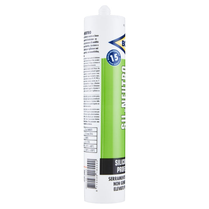 SIL-NEUTRO, Silicone Neutro Universale, TRASPARENTE, Cartuccia 300 ml, BOSTIK