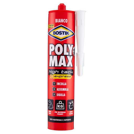 POLYMAX HIGH TACK EXPRESS, adesivo e sigillante, BIANCO, Cartuccia 425 gr. BOSTIK