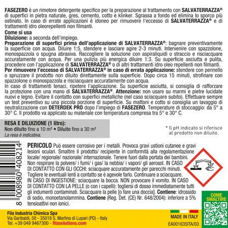 FASEZERO, Rimotore Preparato Concentrato. 1 Litro. Fila.