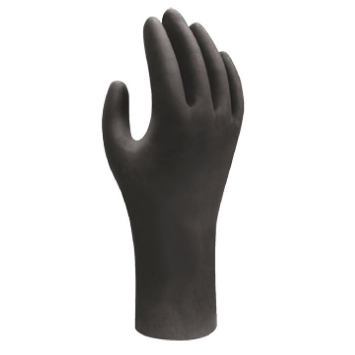 SHOWA Guanti Monouso in Nitrile Nero. Senza Polvere. Scatola 100 pezzi. Industrial Starter