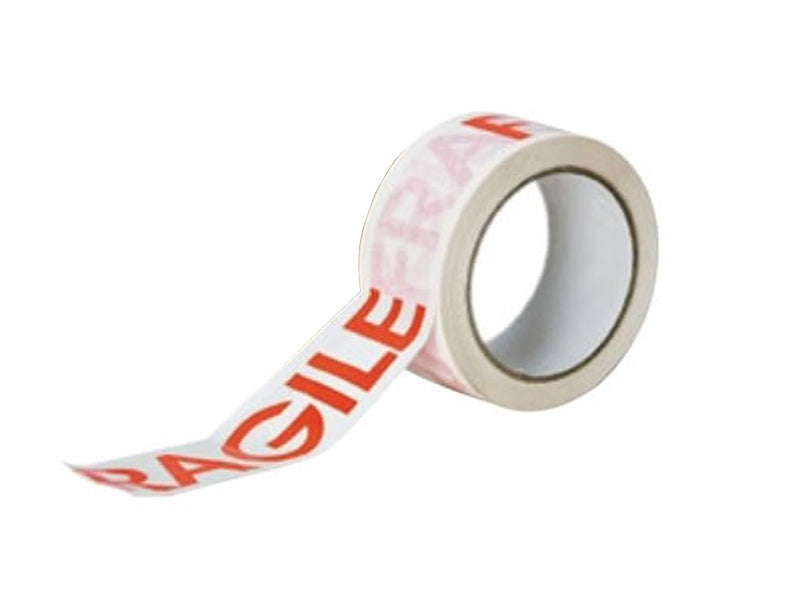 Nastro adesivo in PVC bianco con scritta "FRAGILE" 50x132