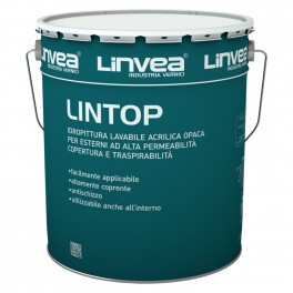 LINTOP, Idropittura Acrilica Opaca Lavabile, per esterni. LINVEA