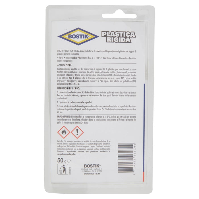 PLASTICA RIGIDA BLISTER 50 gr., adesivo specifico, BOSTIK.