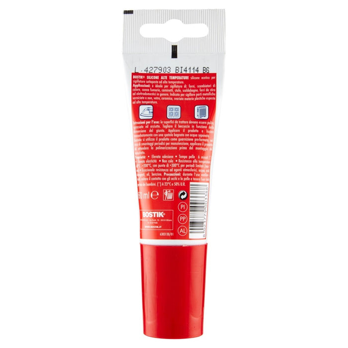 SILICONE ALTE TEMPERATURE, sigillante siliconico, Tubo 60 ml. BOSTIK