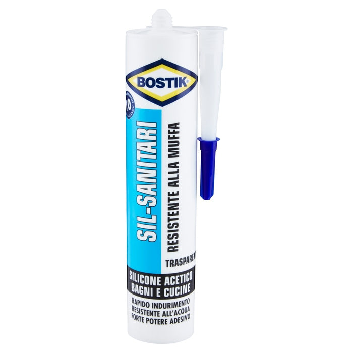 SIL - SANITARI,  silicone acetico, TRASPARENTE, Cartuccia 280 ml , BOSTIK