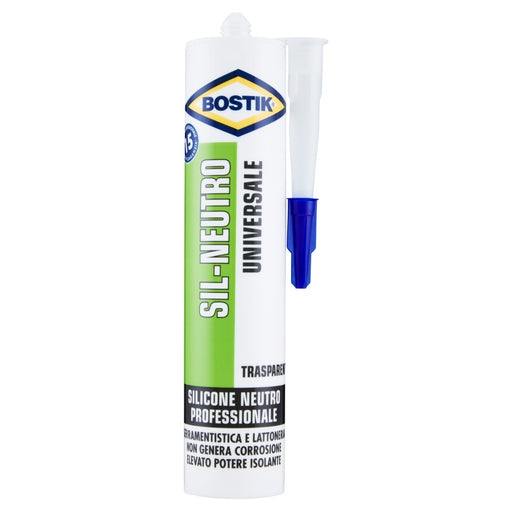 SIL-NEUTRO, Silicone Neutro Universale, TRASPARENTE, Cartuccia 300 ml, BOSTIK
