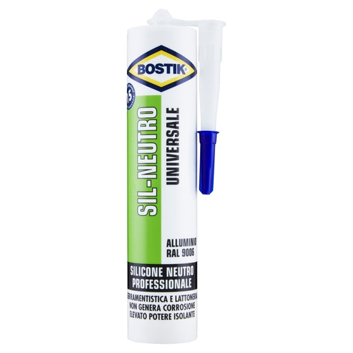 SIL-NEUTRO ALLUMINIO RAL 9006, Cartuccia 300 ml., Silicone Neutro Universale. BOSTIK