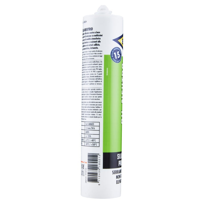SIL-NEUTRO ALLUMINIO RAL 9006, Cartuccia 300 ml., Silicone Neutro Universale. BOSTIK