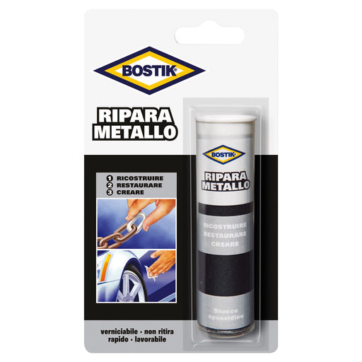 RIPARA METALLO BLISTER 56 gr., Stucco per Metallo epossidico bicomponente, BOSTIK