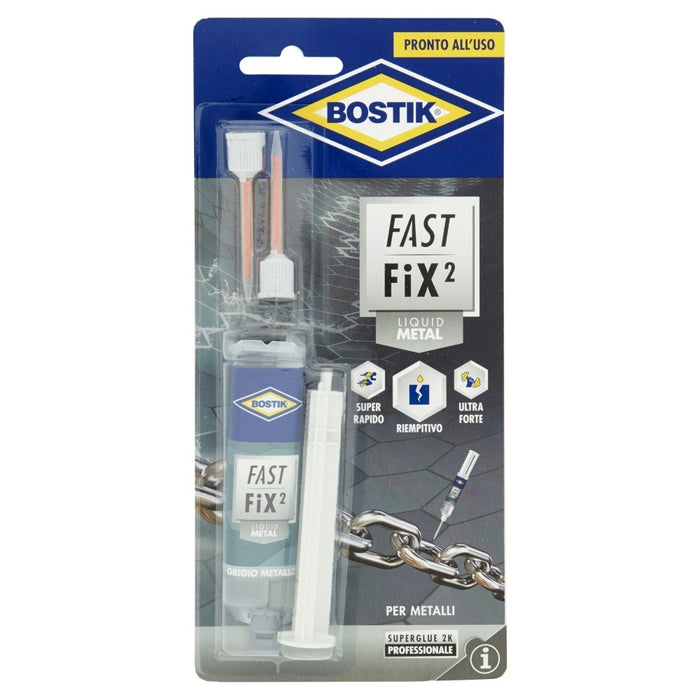 FAST FIX² LIQUID METAL, adesivo ultra forte, Grigio Metallico, BOSTIK