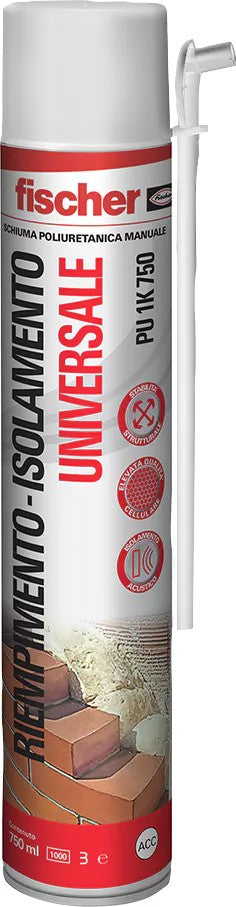 Schiuma Poliuretanica Universale PU 1K 750. Bomboletta 750 ml. Fischer
