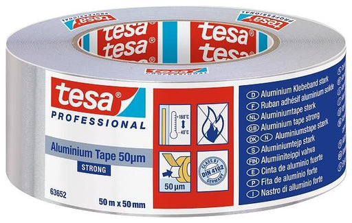 TESA ALU TAPE STRONG 63652, 25 mt x 50 mm, Nastro Adesivo di Alluminio. Tesa Professional